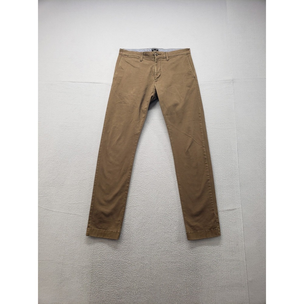 J Crew Men Pants 32 Brown Zip Button Slash Pockets Mid Rise Stretched Casual